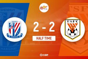 半場(chǎng)-汪海健角球破門瓦科雙響7輪13球王大雷送點(diǎn) 申花暫2-2泰山