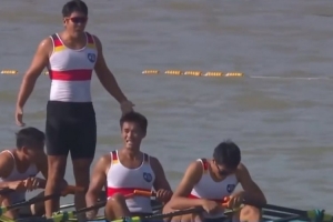 全運(yùn)會開幕式后首金出爐！江蘇隊在男子四人雙槳強(qiáng)勢奪金